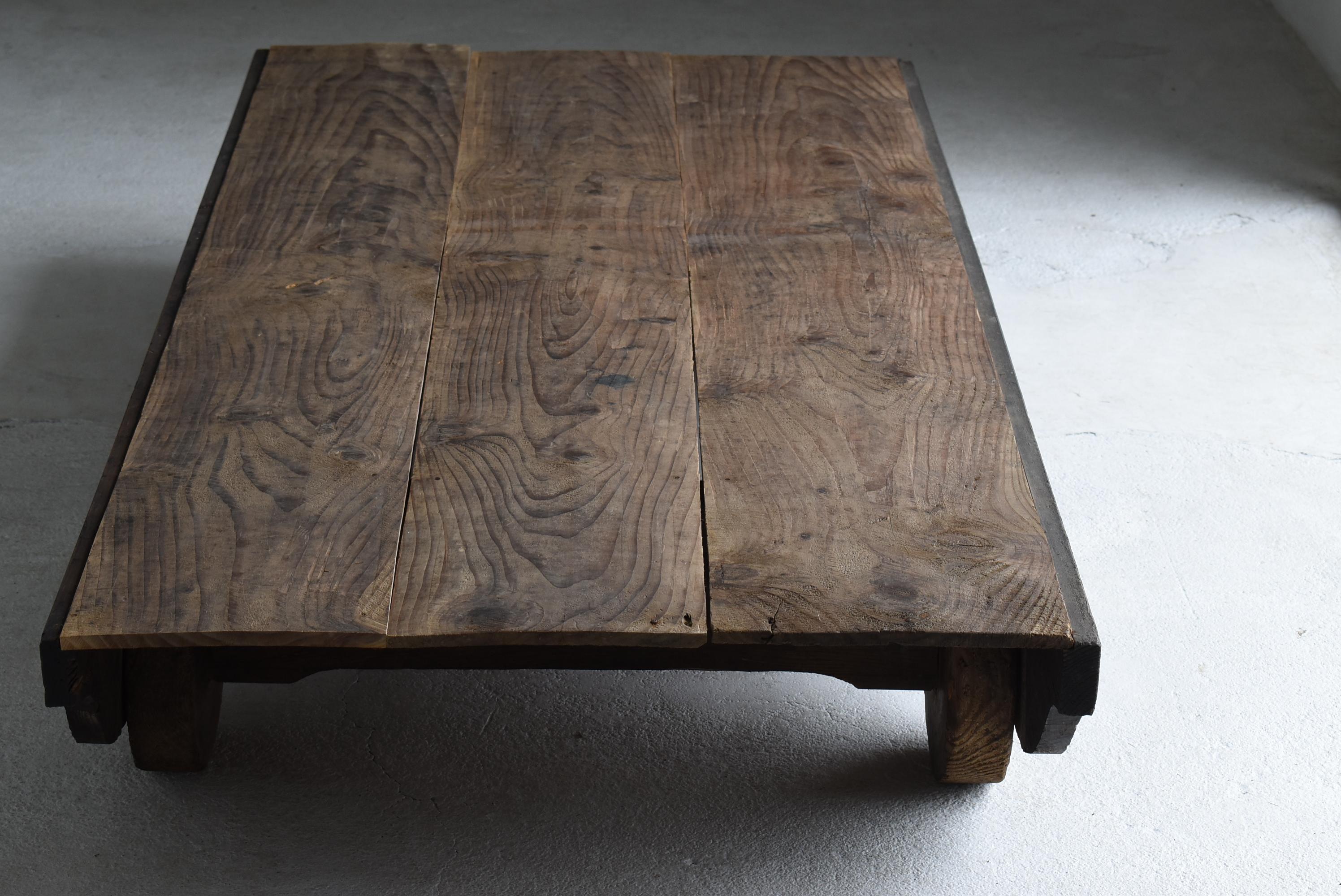 Japanese Antique Low Table with Wheels 1860s-1900s / Sofa Table Wabi Sabi 5