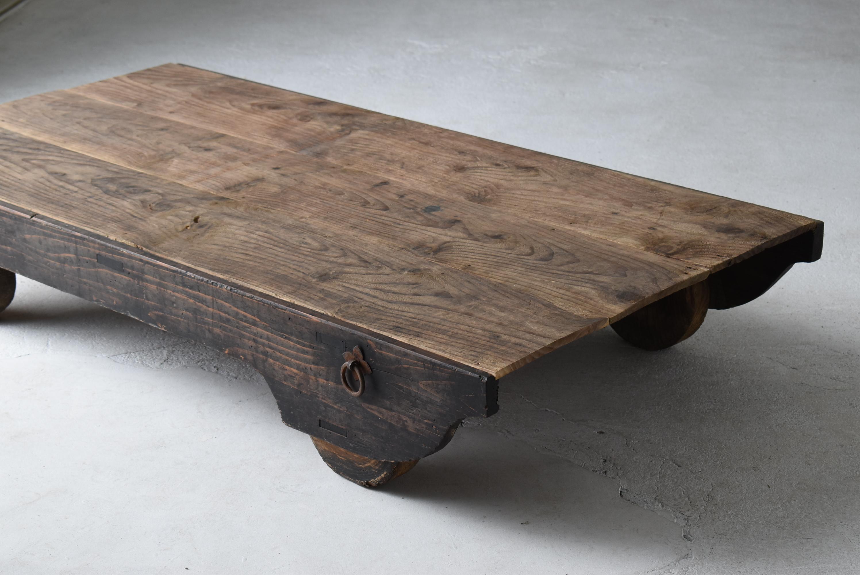 Woodwork Japanese Antique Low Table with Wheels 1860s-1900s / Sofa Table Wabi Sabi