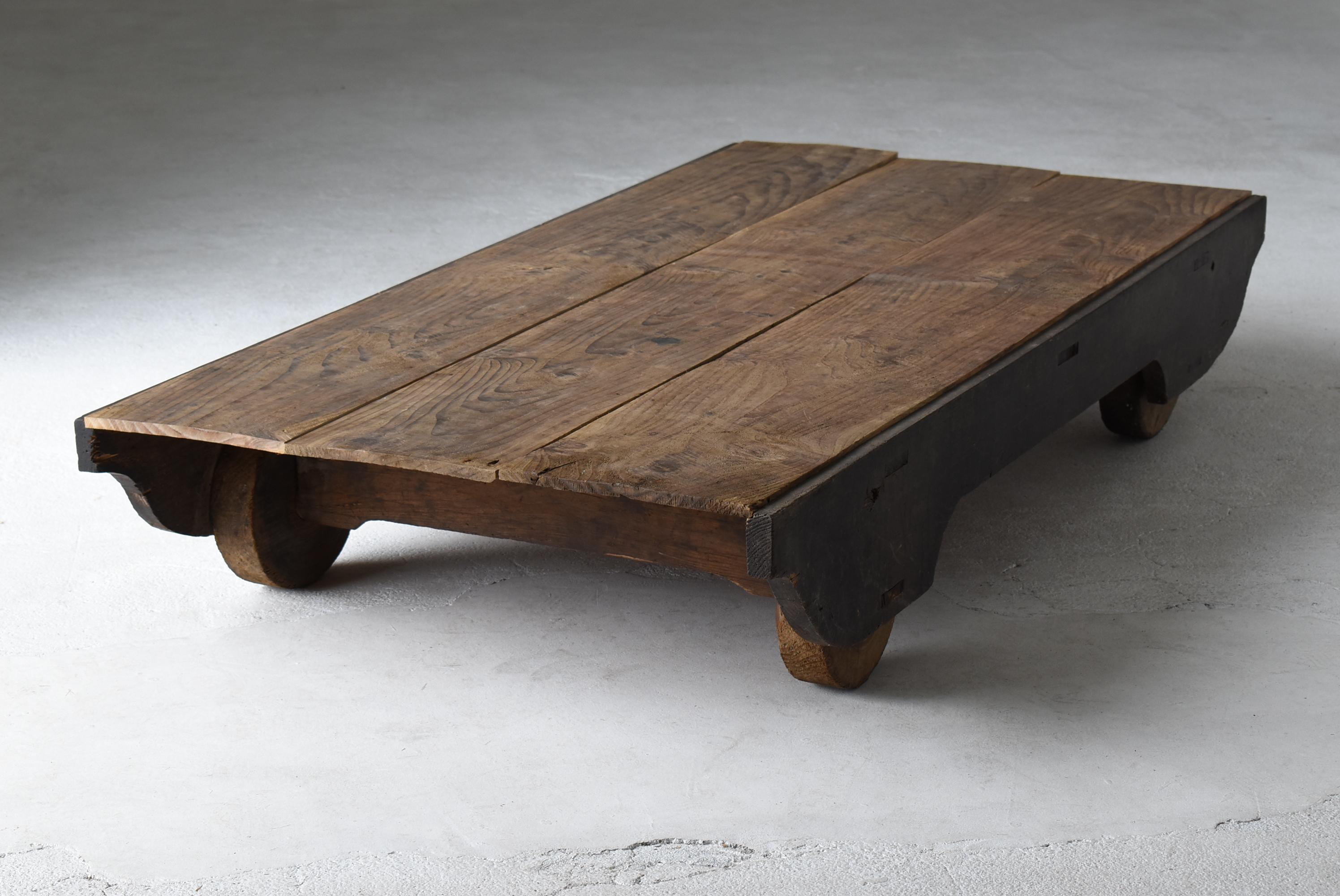 Japanese Antique Low Table with Wheels 1860s-1900s / Sofa Table Wabi Sabi 1