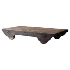 Japanese Antique Low Table with Wheels 1860s-1900s / Sofa Table Wabi Sabi