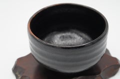 Japanese Antique Matcha Bowl Black for Tea Ceremony 1970s Showa