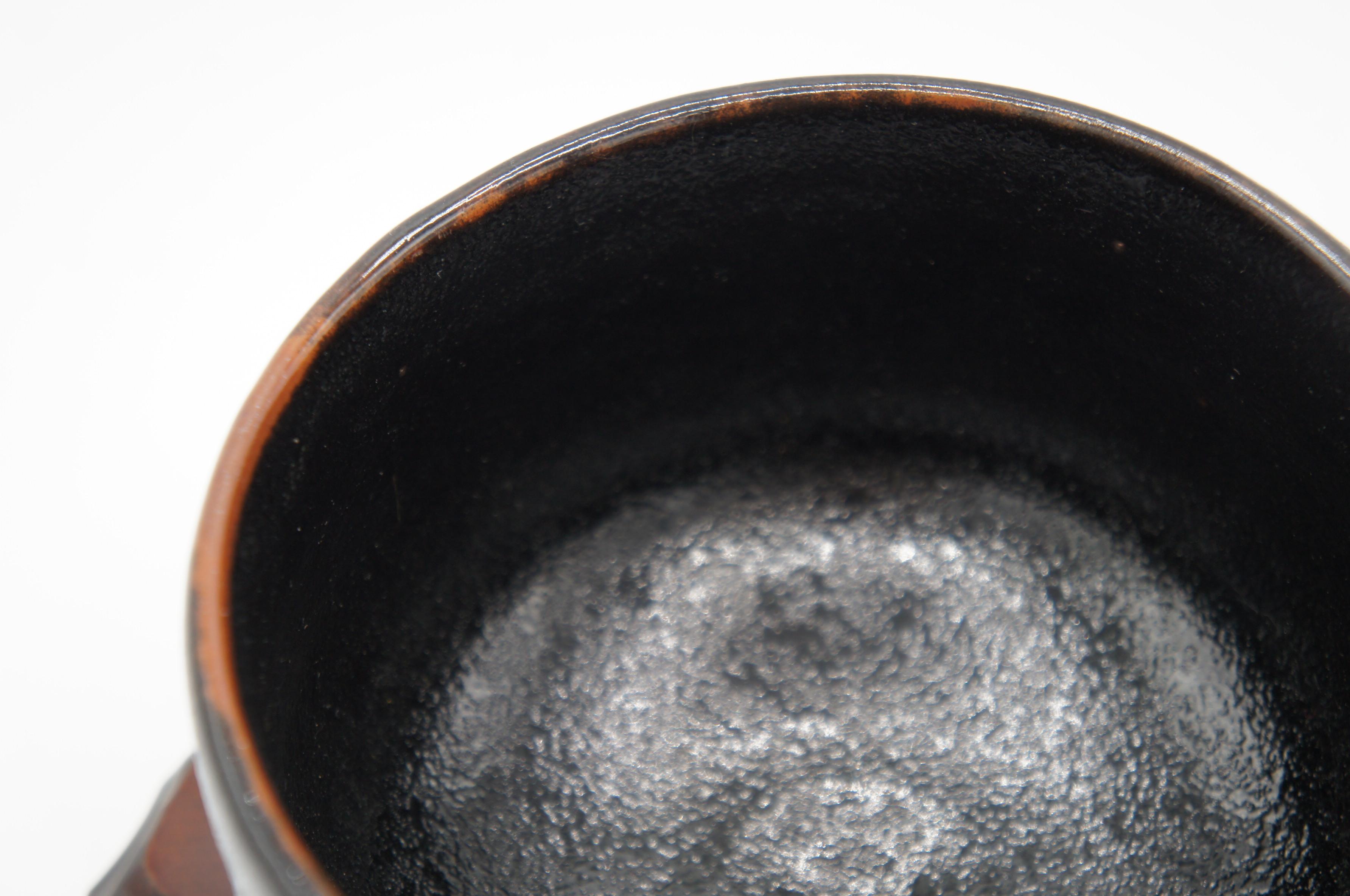 Porcelain Japanese Antique Matcha Bowl Black for Tea Ceremony 1970s Showa For Sale