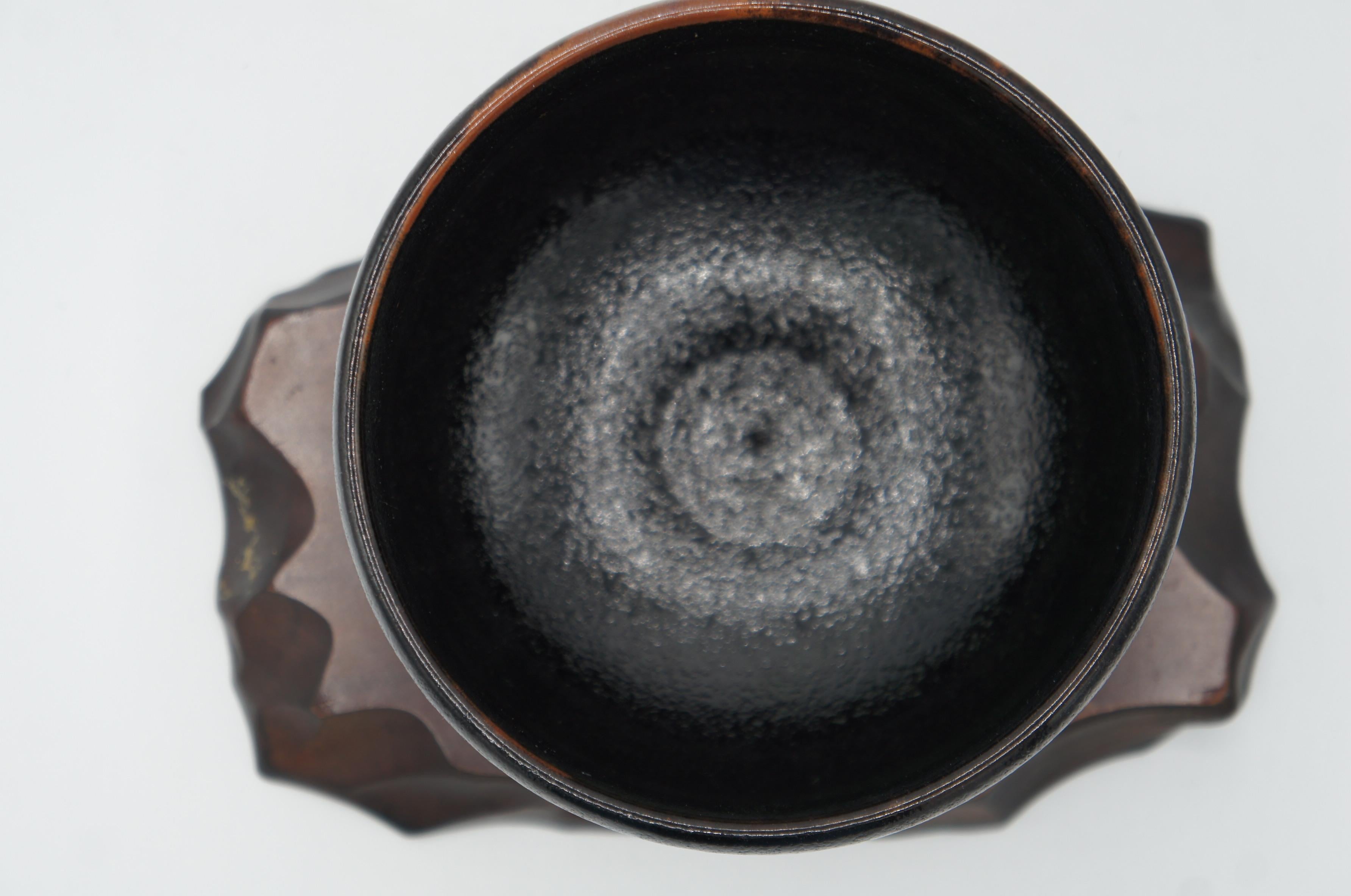 Japanese Antique Matcha Bowl Black for Tea Ceremony 1970s Showa For Sale 3