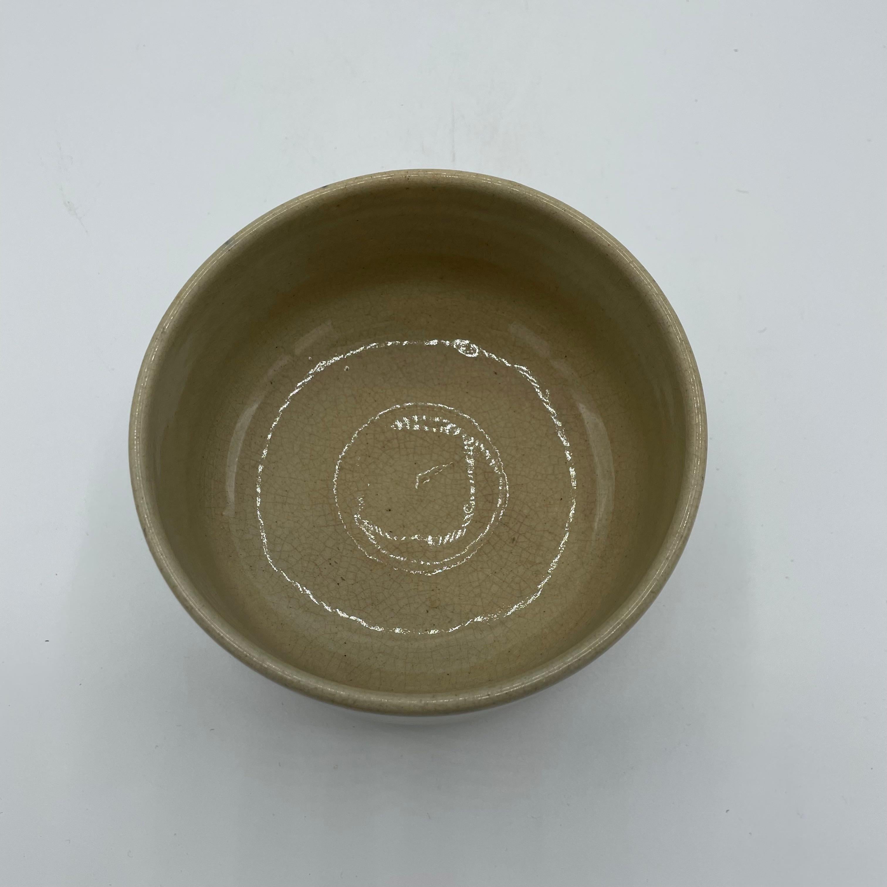 Japanische antike Matcha-Schale Blumen 1980er Jahre im Angebot 2