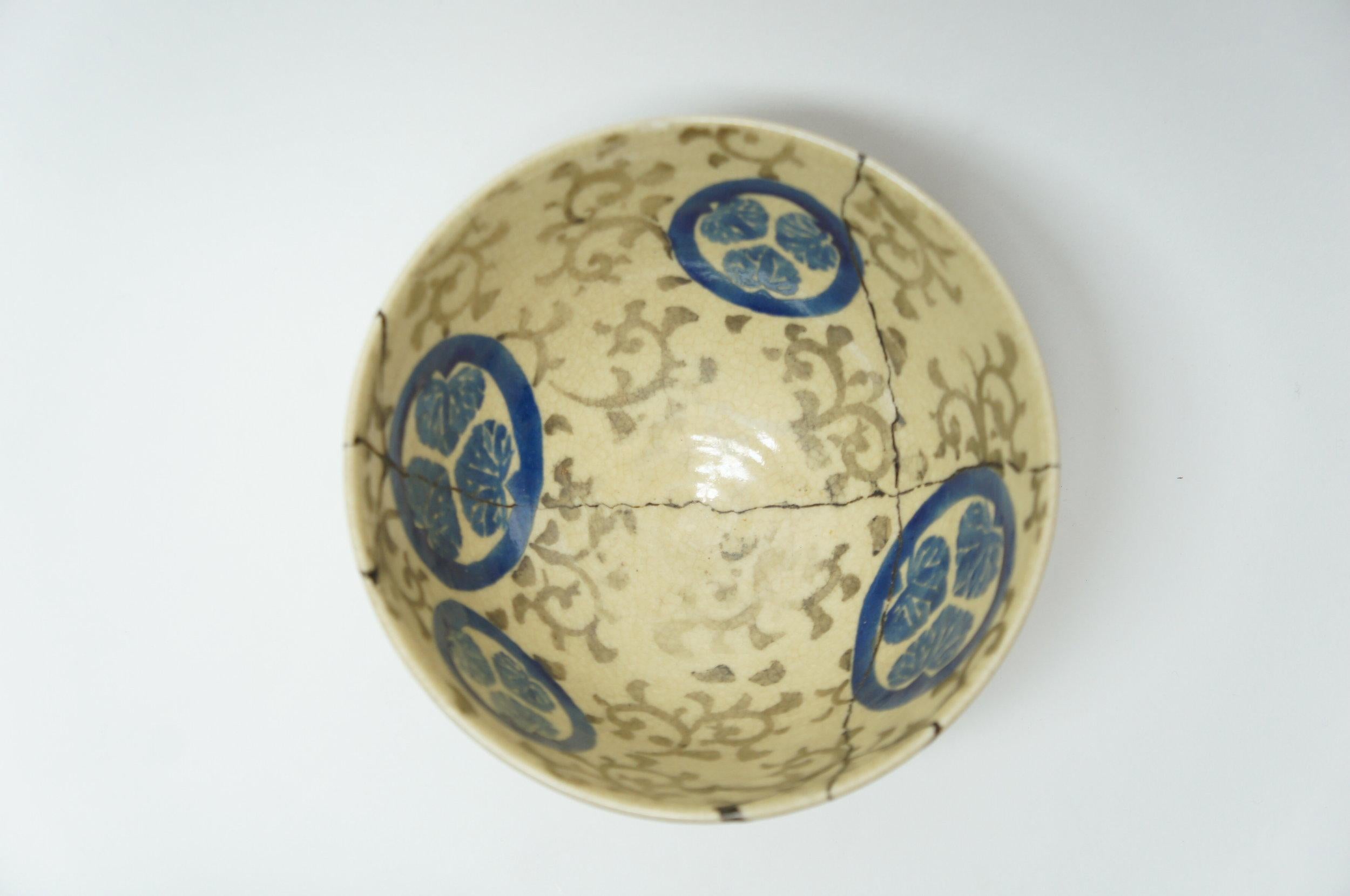 Edo Japanese Antique Matcha Bowl Tokugawa 1800s Repaired Kintsugi