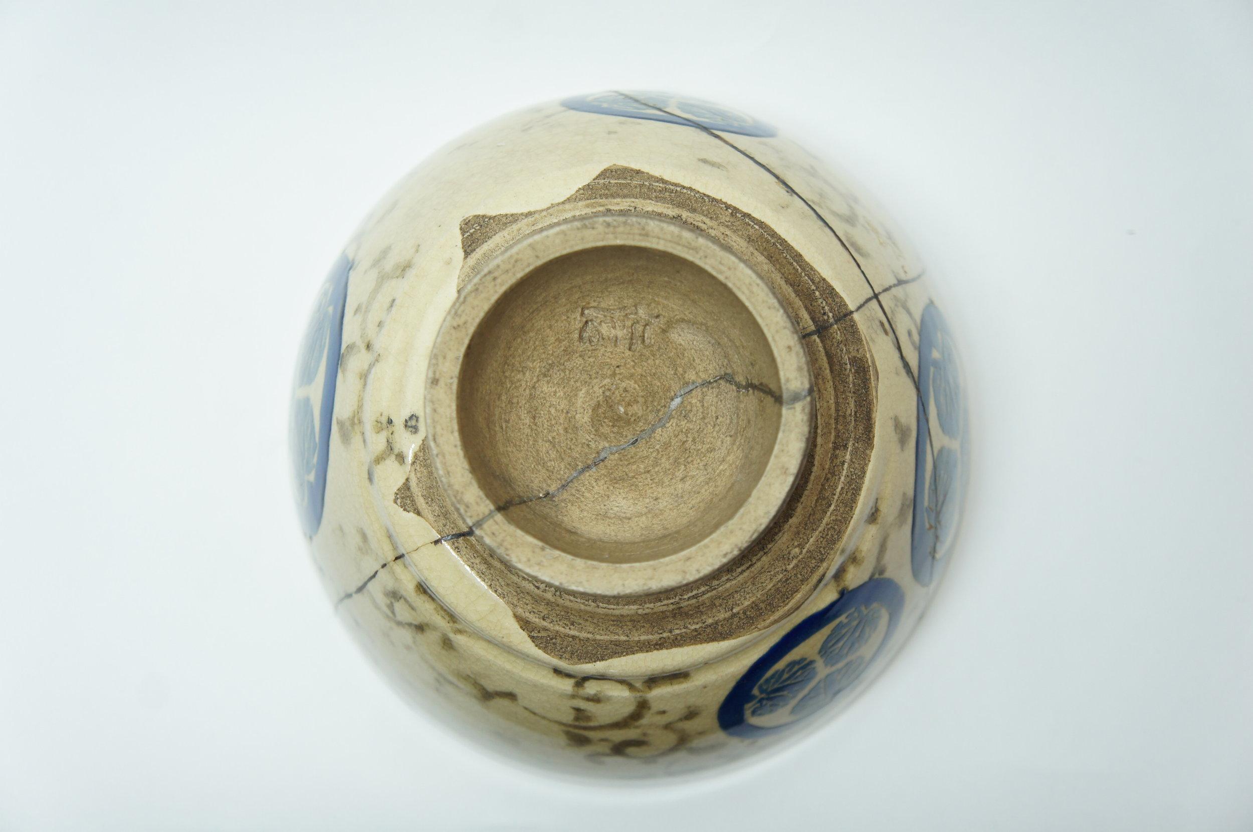 19th Century Japanese Antique Matcha Bowl Tokugawa 1800s Repaired Kintsugi