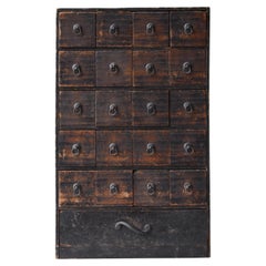 Japanese Antique Medicine Chest 1860s-1920s/Drawer Storage Cabinet Wabisabi art