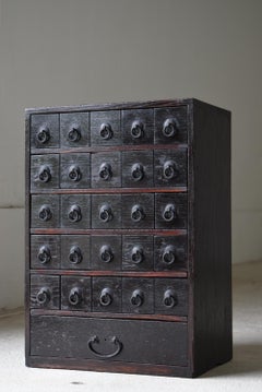 Japanese Antique Medicine Chest 1860s-1920s/Drawer Storage Wabisabi Mingei