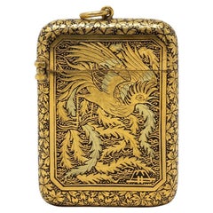 Antico astuccio Vesta giapponese del periodo Meiji di Fujii Yoshitoyo