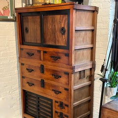 Japanese Antique Meiji Sugi Keyaki Choba Dansu Merchant Tansu Chest 68"H