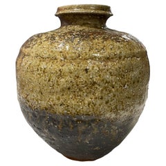 Japanese Antique Meiji Wabi-Sabi Shigaraki Ware Art Pottery Jar Tsubo Pot Vase