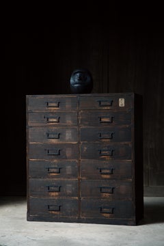 19th C Edo Japanese Antique Mid-Size Sugi Cedar Urushi Tansu Chest of Drawers
