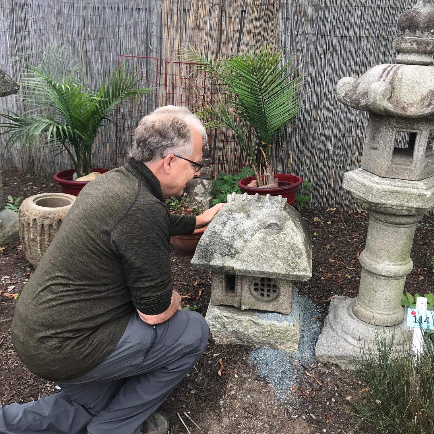 From our Recent Japanese Acquisitions Travels.

Here's a beautiful and unique way to accent your indoor or outdoor garden space with this treasure from Japan!

This is a two-piece carving of one of Japan's great historic architectural forms -