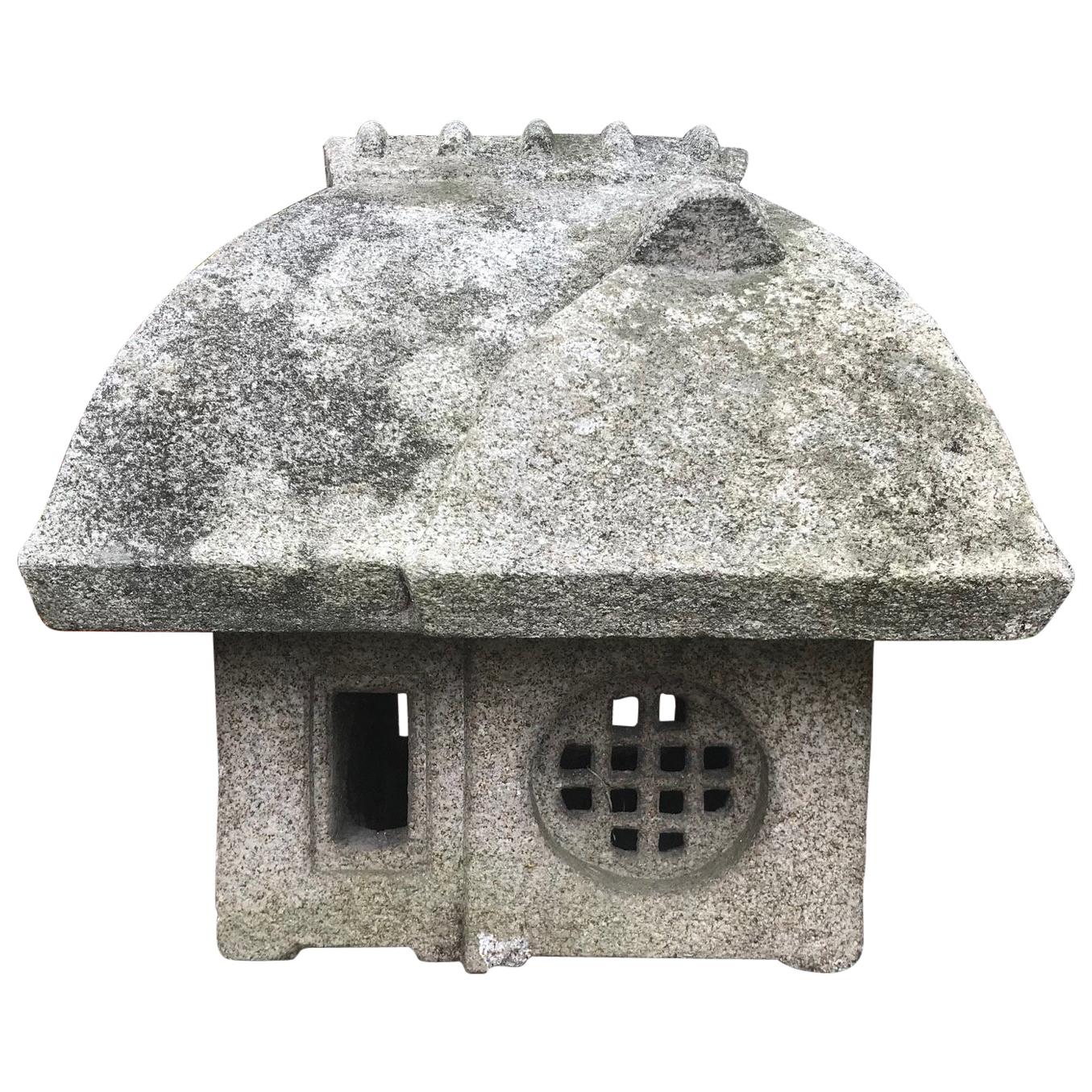 Japanese Antique "Minka" House Stone Lantern, Hand-Carved, Fine Quality