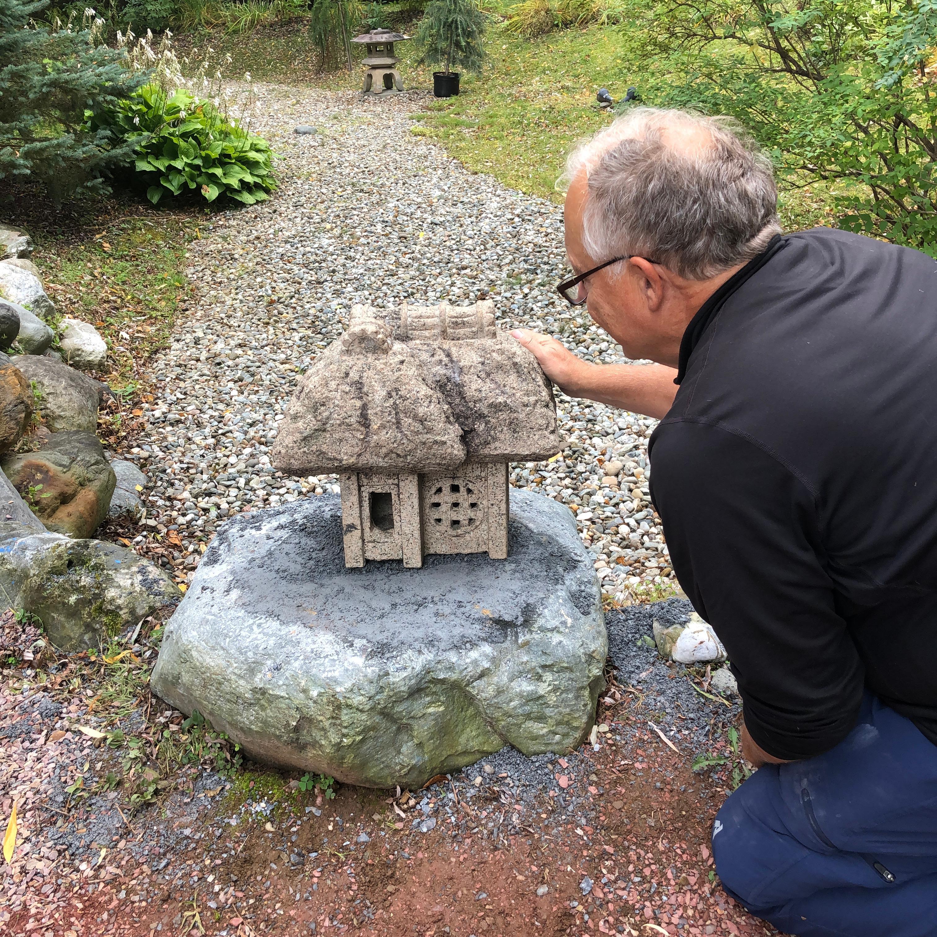 From our recent Japanese Acquisitions Travels.

Here's a beautiful and unique way to accent your indoor or outdoor garden space with this treasure from Japan!

This is a two-piece carving in solid granite of one of Japan's great historic