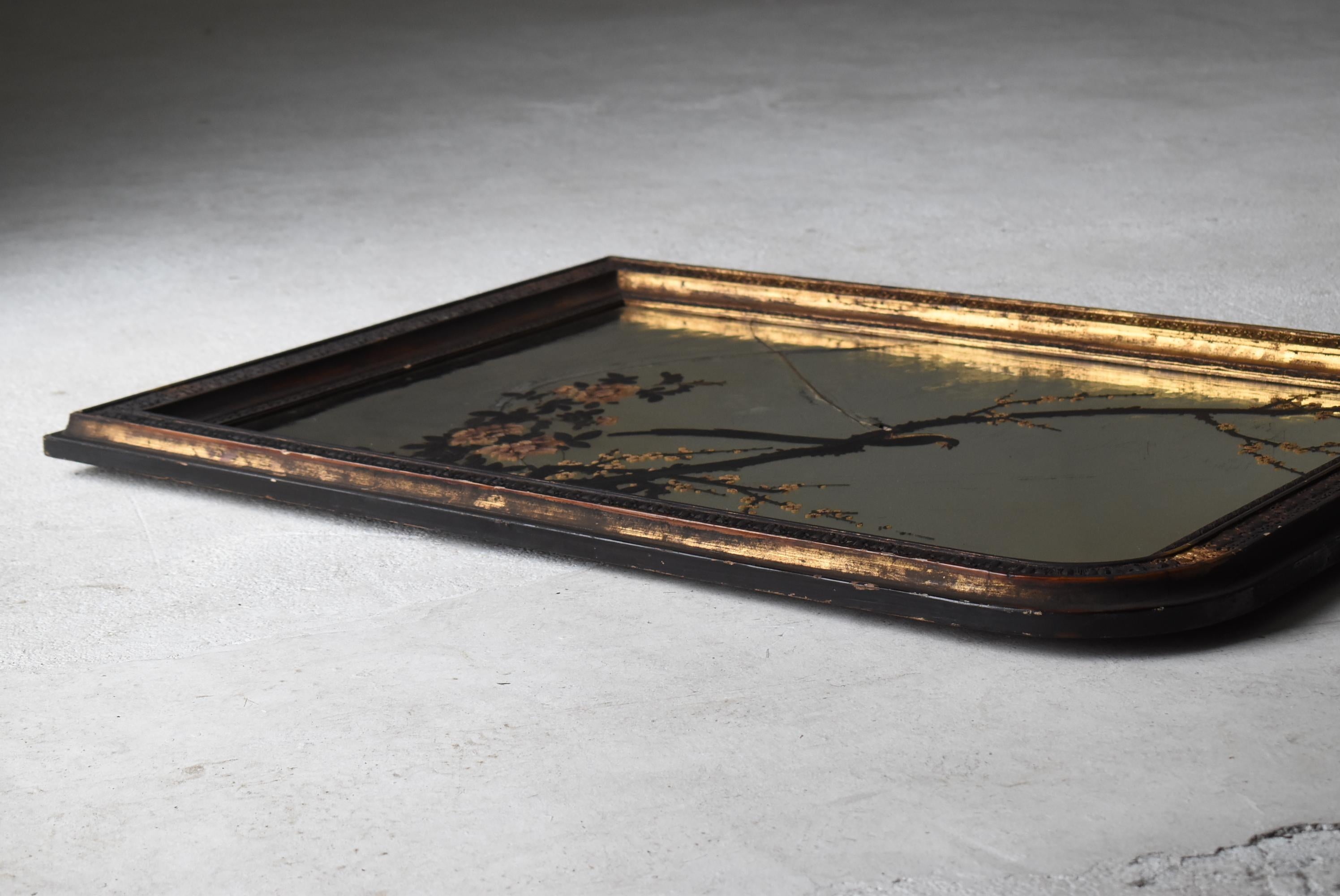 Japanese Antique Mirror Depicting Birds, Plum Blossoms, and Peonies 1860s-1900s For Sale 8