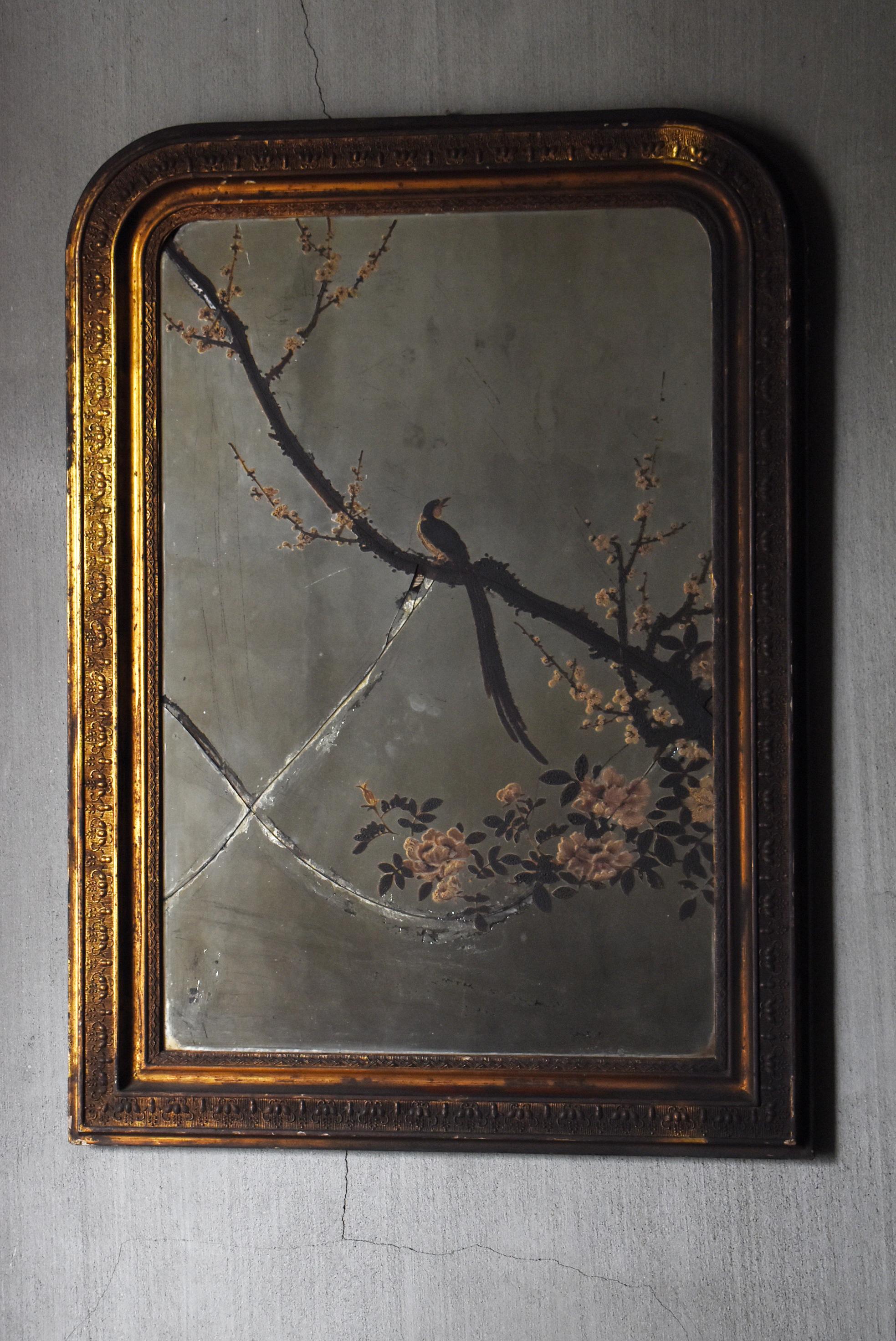 Japanese Antique Mirror Depicting Birds, Plum Blossoms, and Peonies 1860s-1900s For Sale 11