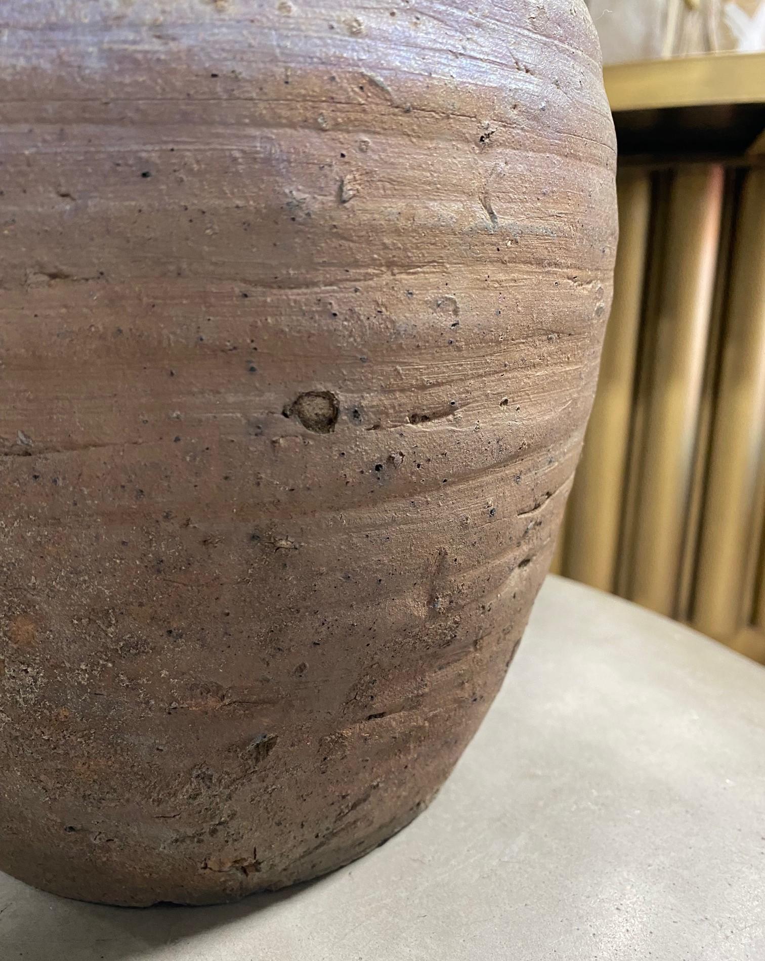 Japanese Antique Momoyama Edo Bizen Ware Pottery Wabi-Sabi Art Tsubo Jar Vase For Sale 5
