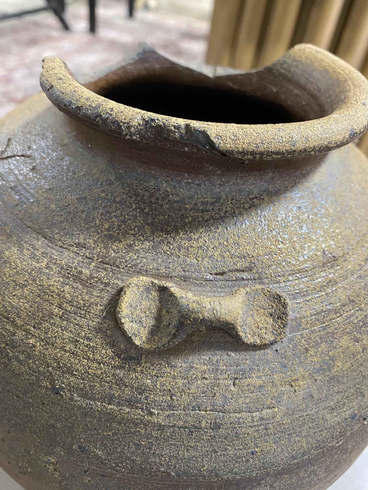 Japanese Antique Momoyama Edo Bizen Ware Pottery Wabi-Sabi Art Tsubo Jar Vase For Sale 8