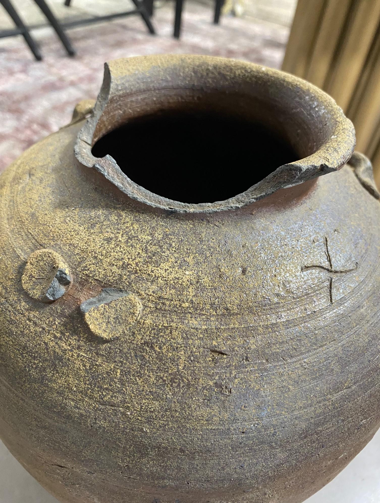 Japanese Antique Momoyama Edo Bizen Ware Pottery Wabi-Sabi Art Tsubo Jar Vase For Sale 9