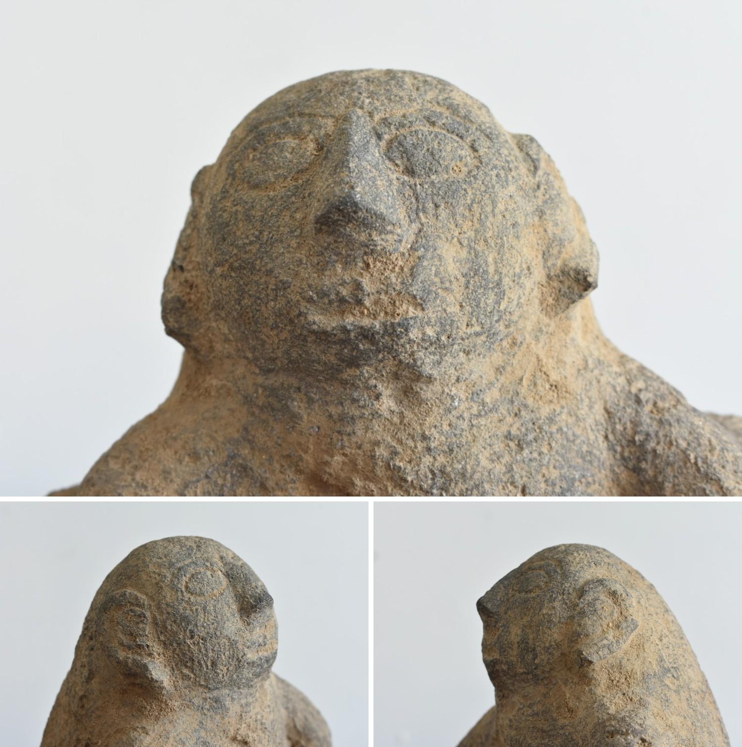 Japanese Antique Monkey-Shaped Couple Stone Statue / Prosperity of Descendants 9