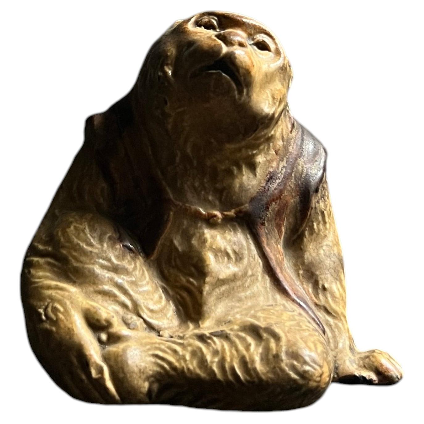 Japanese Antique Monky Pottery Sculpture：1880s~1920s Figurine Wabisabi Folk Art