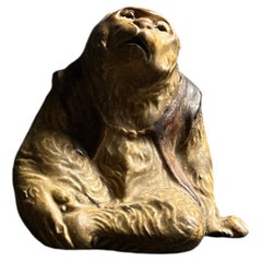 Japanese Antique Monky Pottery Sculpture:1880s~1920s Figurine Wabisabi Folk Art