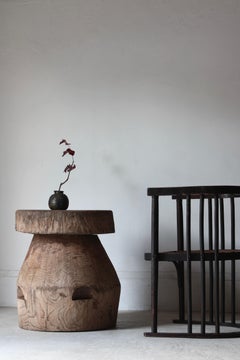 Mesa de centro antigua japonesa de madera de zelkova monumental / Estilo wabi-sabi primitivo