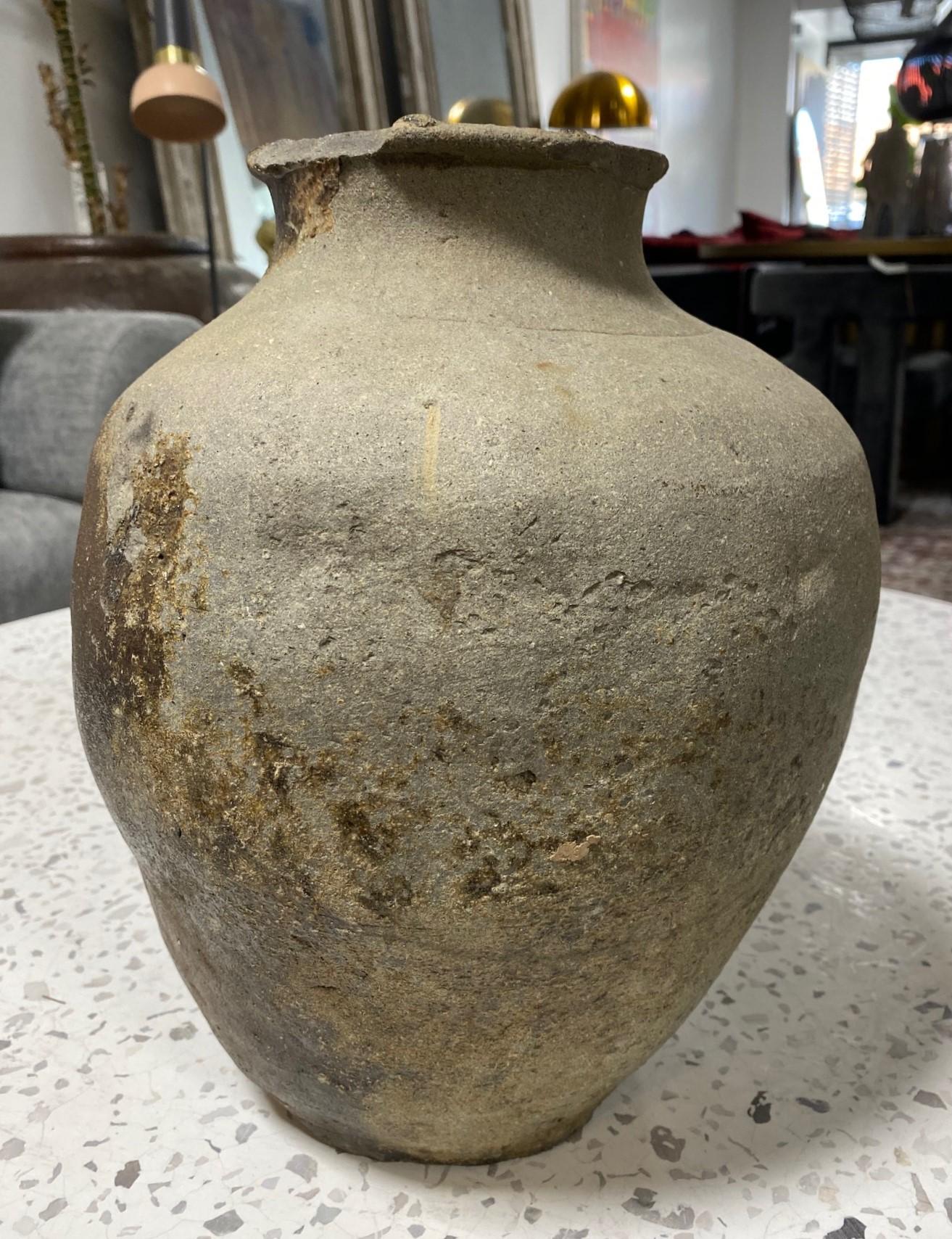 Japanese Antique Muromachi Edo Wabi-Sabi Tokoname Art Pottery Jar Tsubo Pot Vase For Sale 6