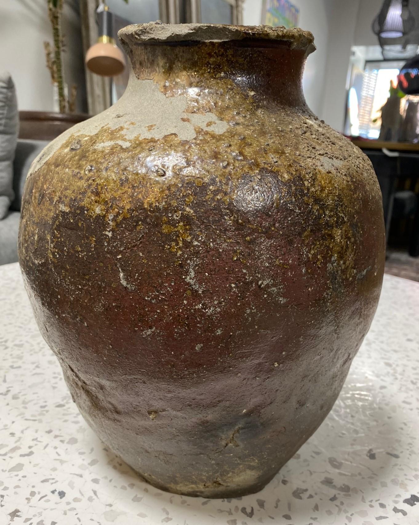 Japanese Antique Muromachi Edo Wabi-Sabi Tokoname Art Pottery Jar Tsubo Pot Vase For Sale 15