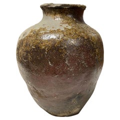 Japanische antike Muromachi-Edo Wabi-Sabi Tokoname-Kunstkeramikgefäß-Vase Tsubo-Topf