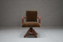 Japanese Antique Nara Wood Swivel Chair, 1930s–1940s - Japandi Wabi-Sabi