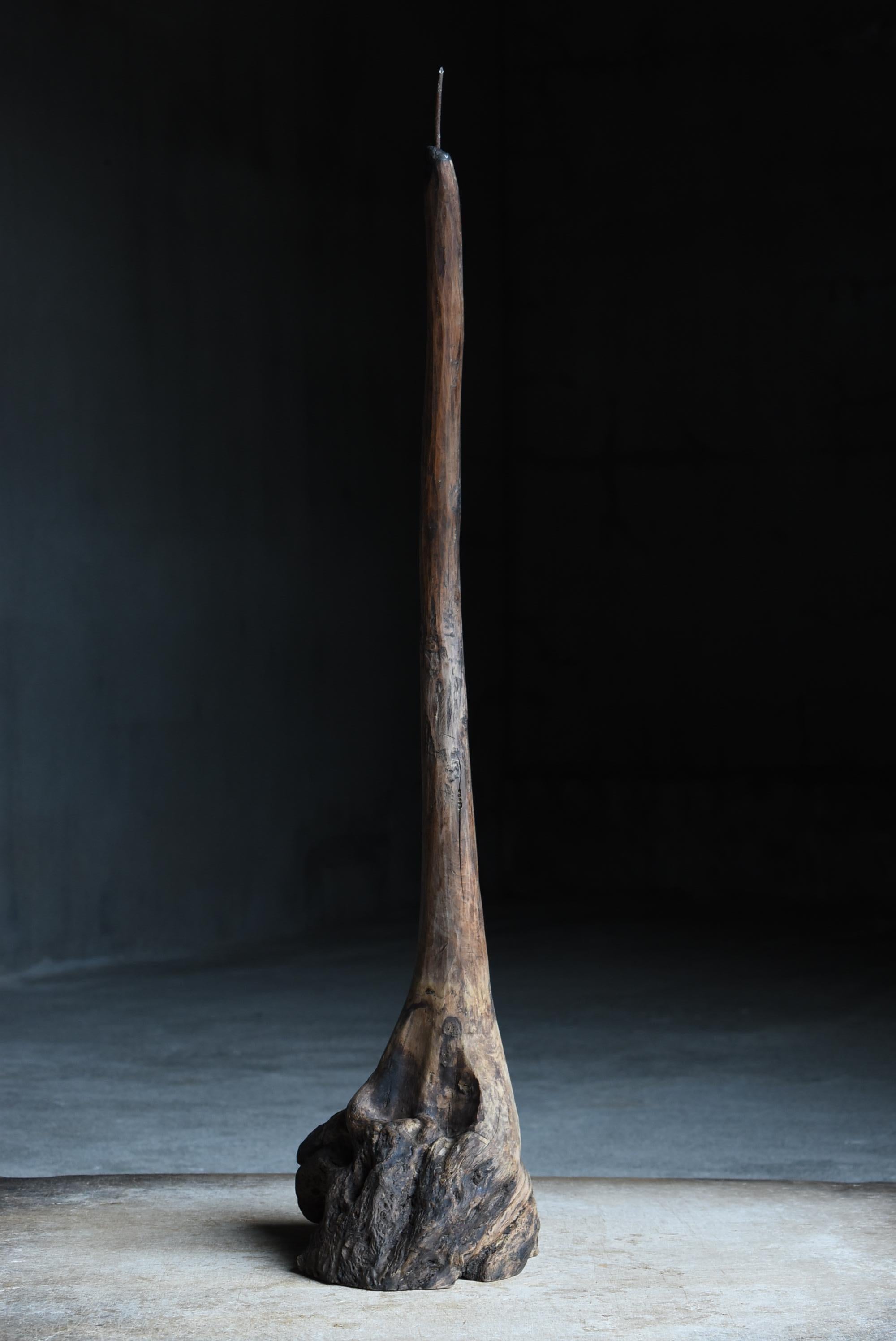 Grand bougeoir japonais ancien en bois naturel 1860s-1900s / Wabi Sabi en vente 2