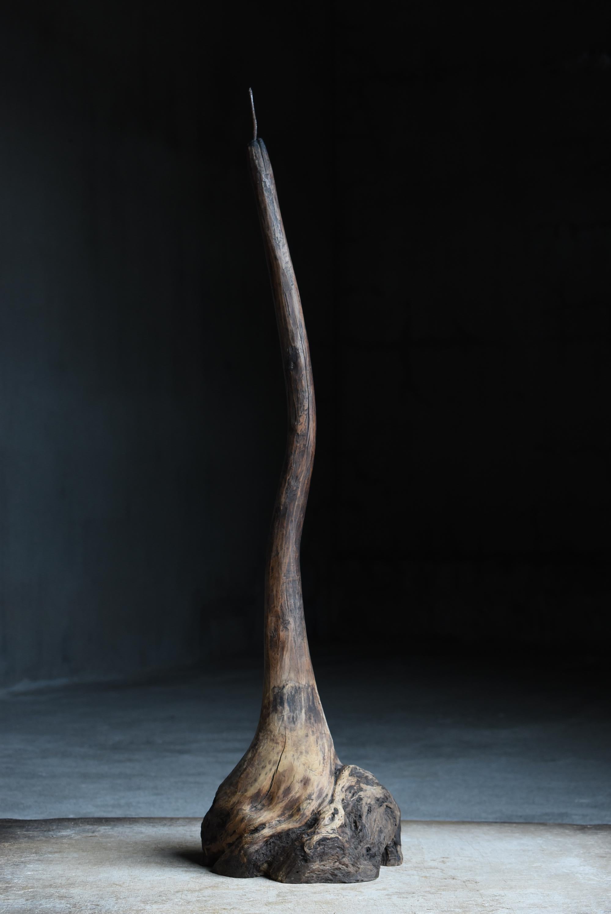 Grand bougeoir japonais ancien en bois naturel 1860s-1900s / Wabi Sabi en vente 3