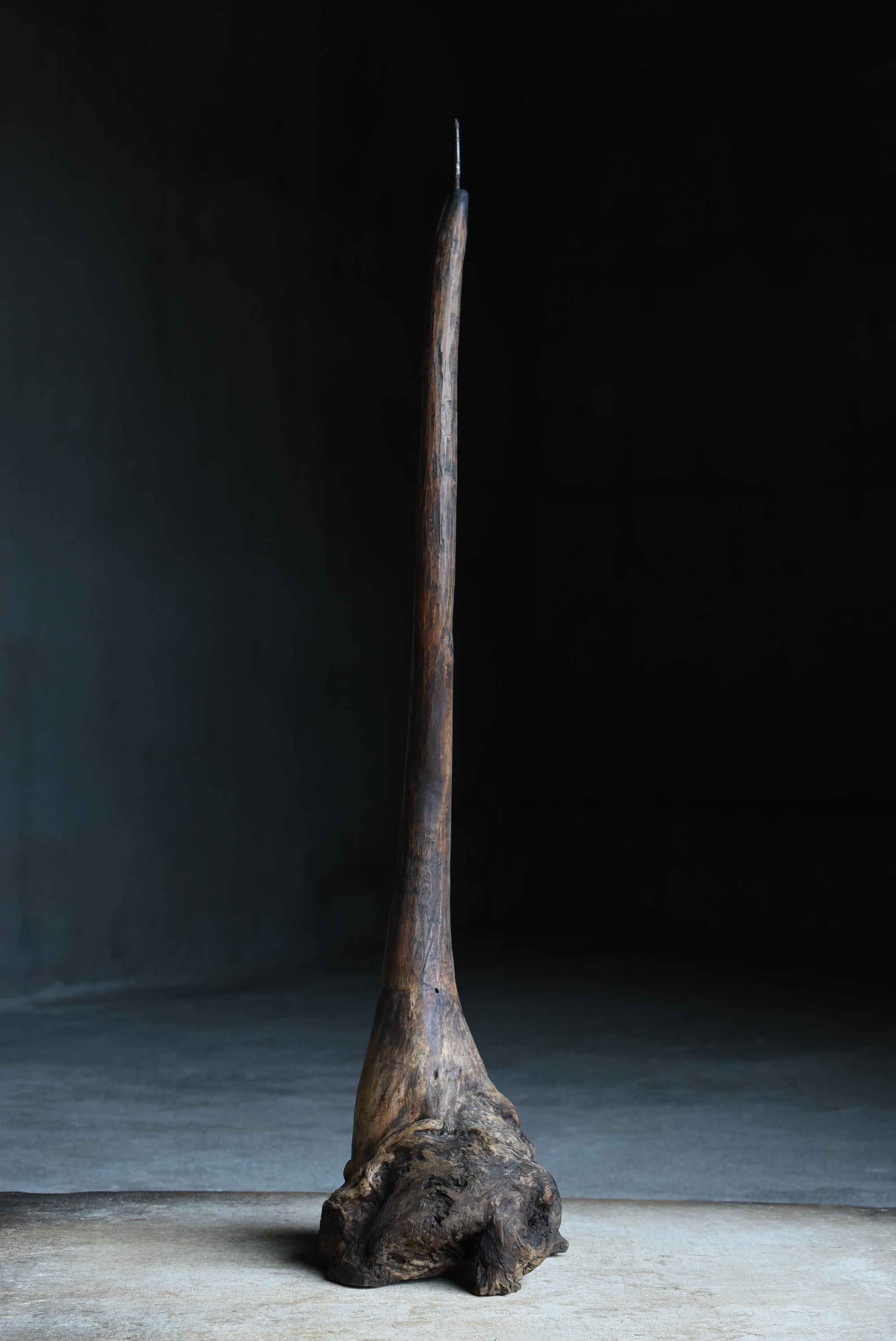 Grand bougeoir japonais ancien en bois naturel 1860s-1900s / Wabi Sabi en vente 4