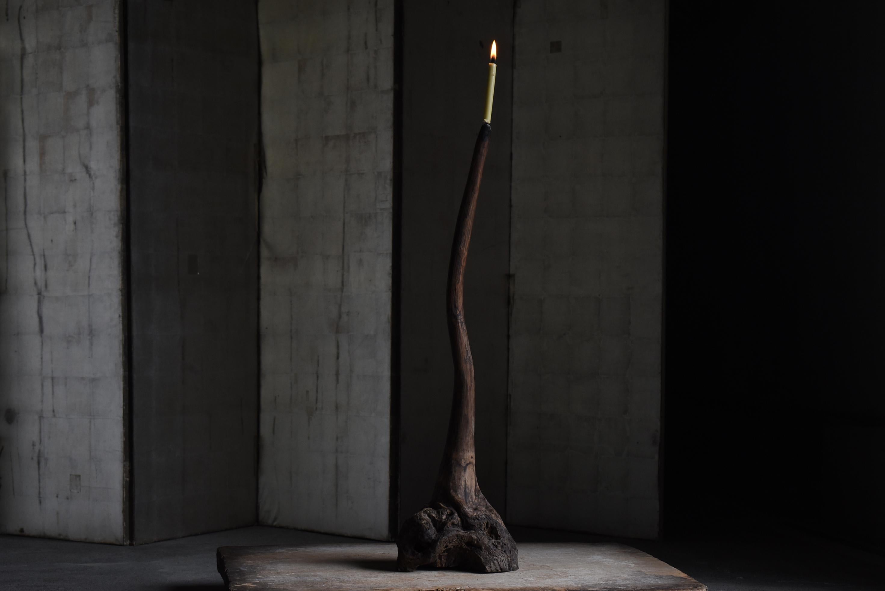 Grand bougeoir japonais ancien en bois naturel 1860s-1900s / Wabi Sabi en vente 6
