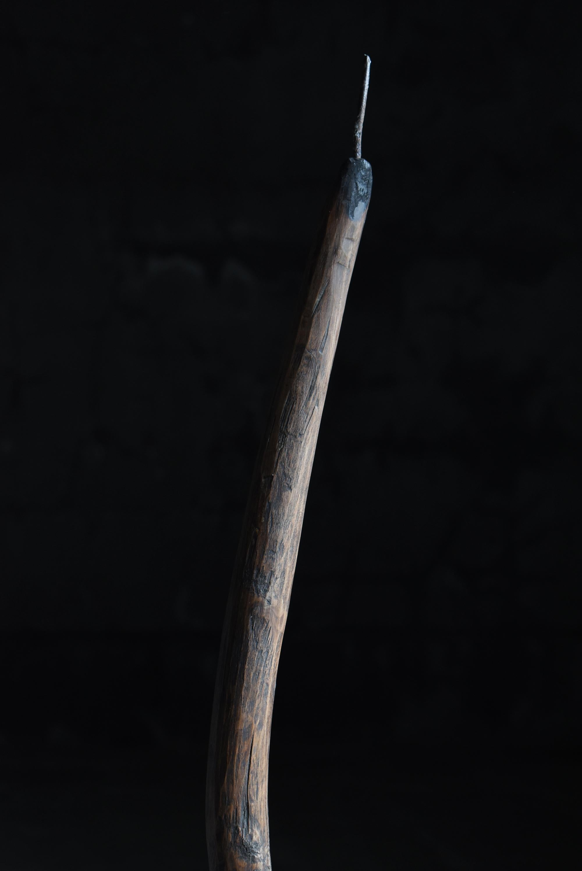 Sculpté à la main Grand bougeoir japonais ancien en bois naturel 1860s-1900s / Wabi Sabi en vente