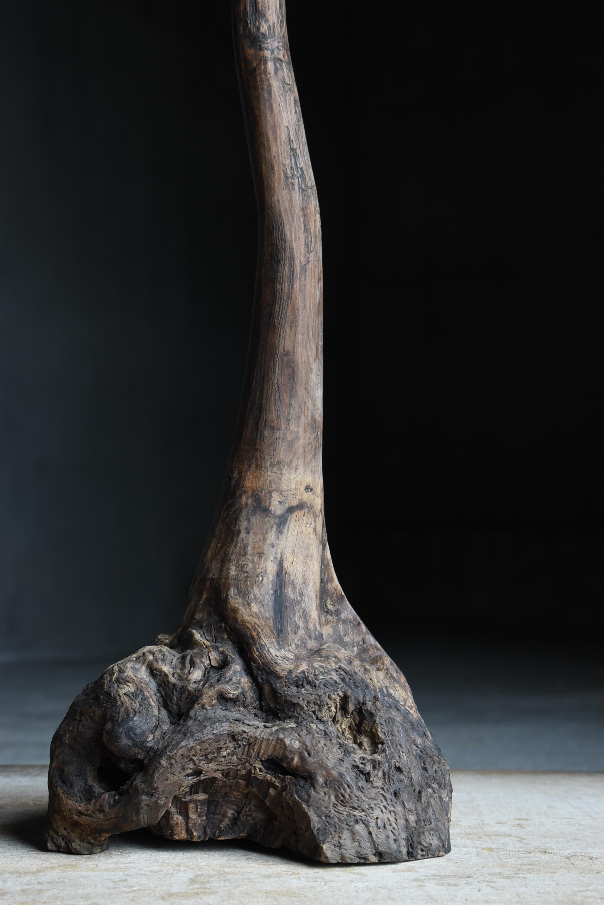 Fer Grand bougeoir japonais ancien en bois naturel 1860s-1900s / Wabi Sabi en vente