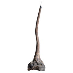 Japanese Antique Natural Wood Large Candle Stick 1860s-1900s / Wabi Sabi