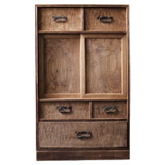 Japanese Antique NT Tansu 1920s-1940s / Natural color / cabinet