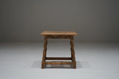 Japanese Antique Oak Side Table, 1930s–1940s, Japandi Wabi-Sabi