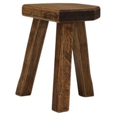 Japanese Antique Oak Stool, 1970s–1980s, Japandi