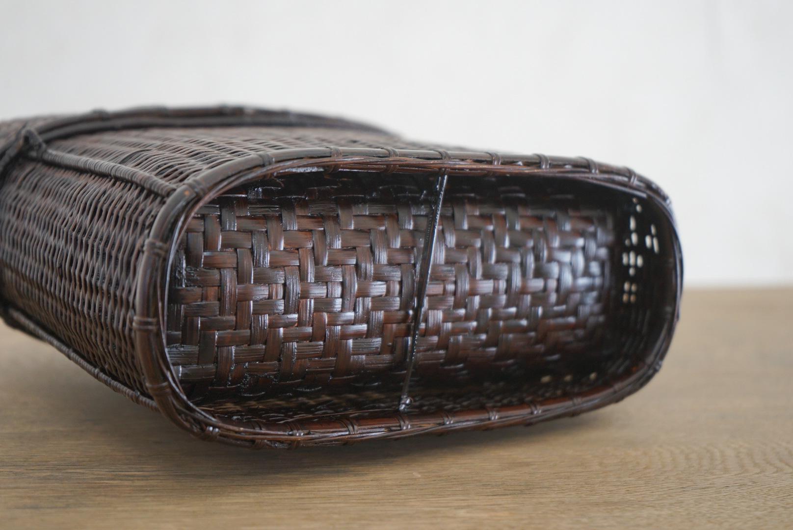 Japanese antique old Basket wabi-sabi folk art bamboo knitting 3