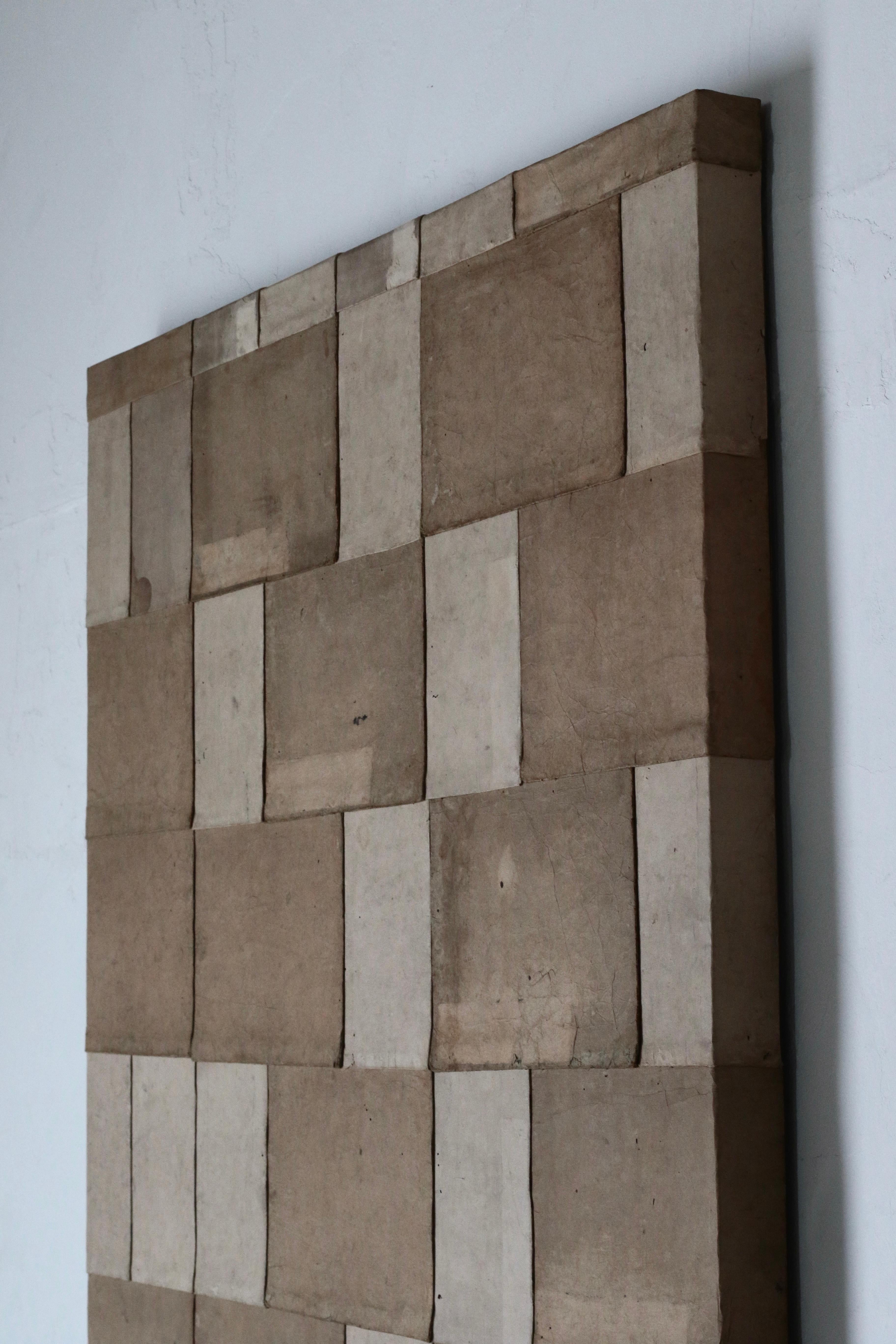 Japanese Antique Old Japanese Paper Art / Wall Decoration / Wabi-sabi【Brown】 For Sale 4