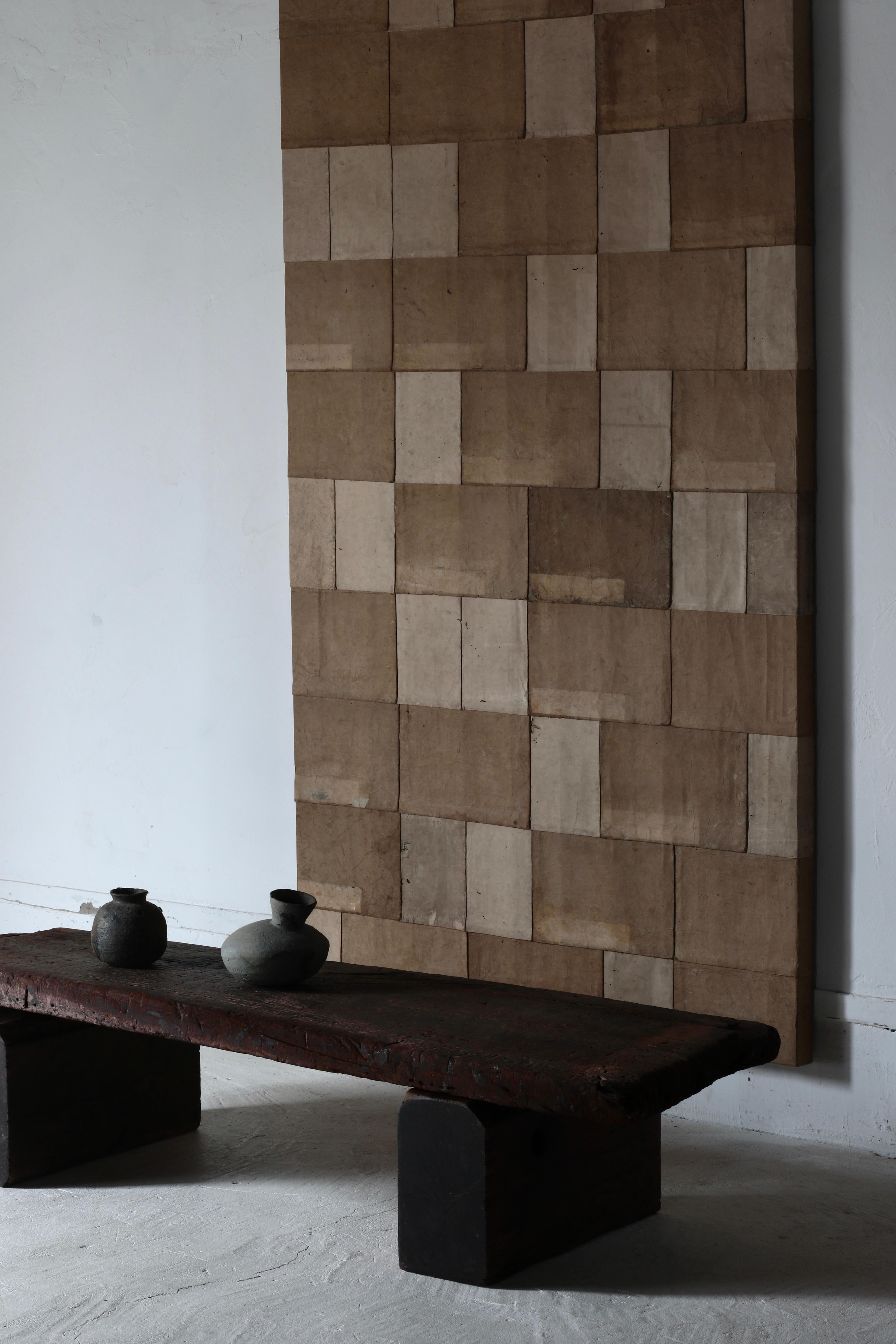 Meiji Japanese Antique Old Japanese Paper Art / Wall Decoration / Wabi-sabi【Brown】 For Sale