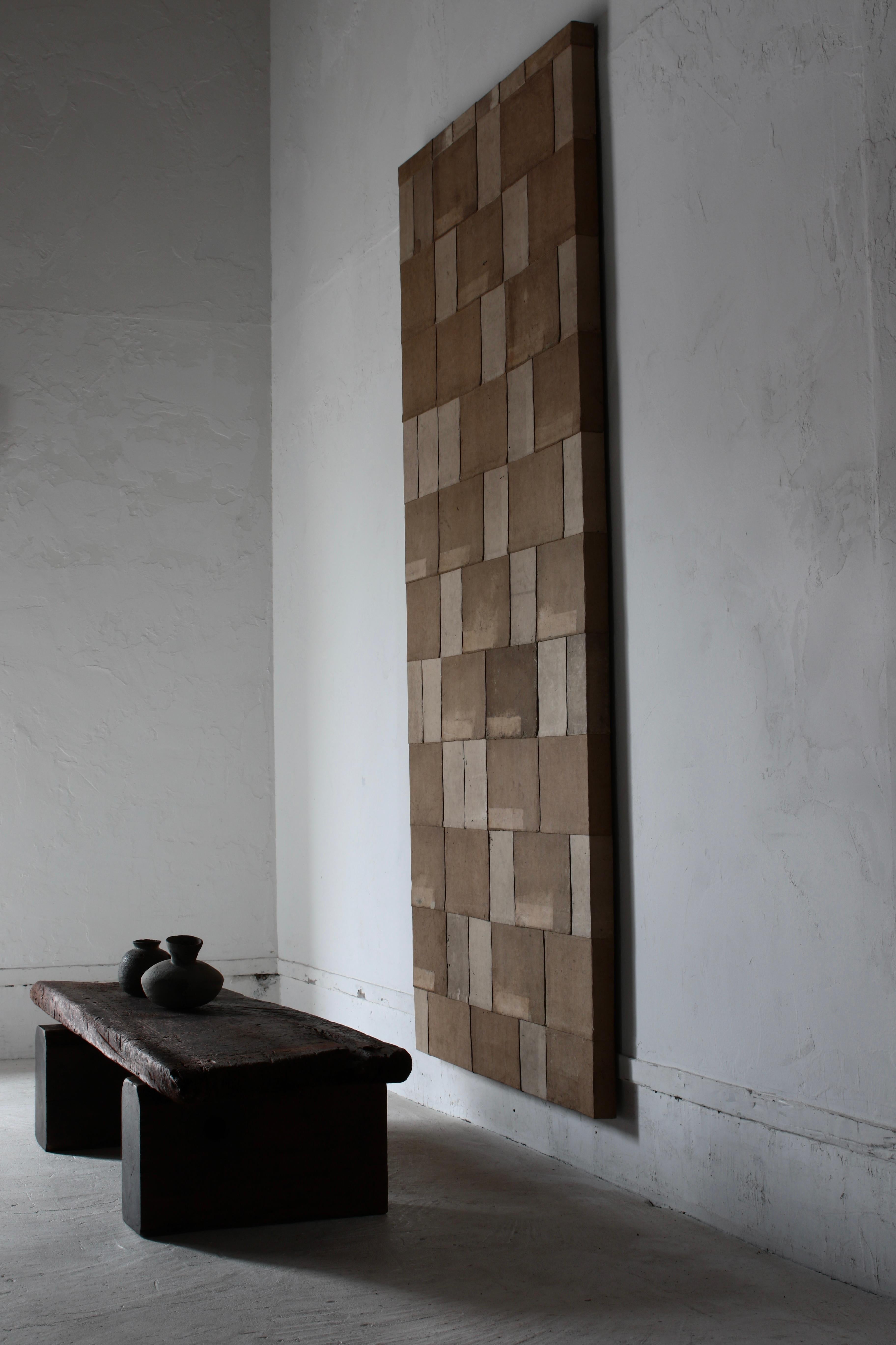 Japanese Antique Old Japanese Paper Art / Wall Decoration / Wabi-sabi【Brown】 In Good Condition For Sale In Iwate-gun Shizukuishi-cho, Iwate Prefecture