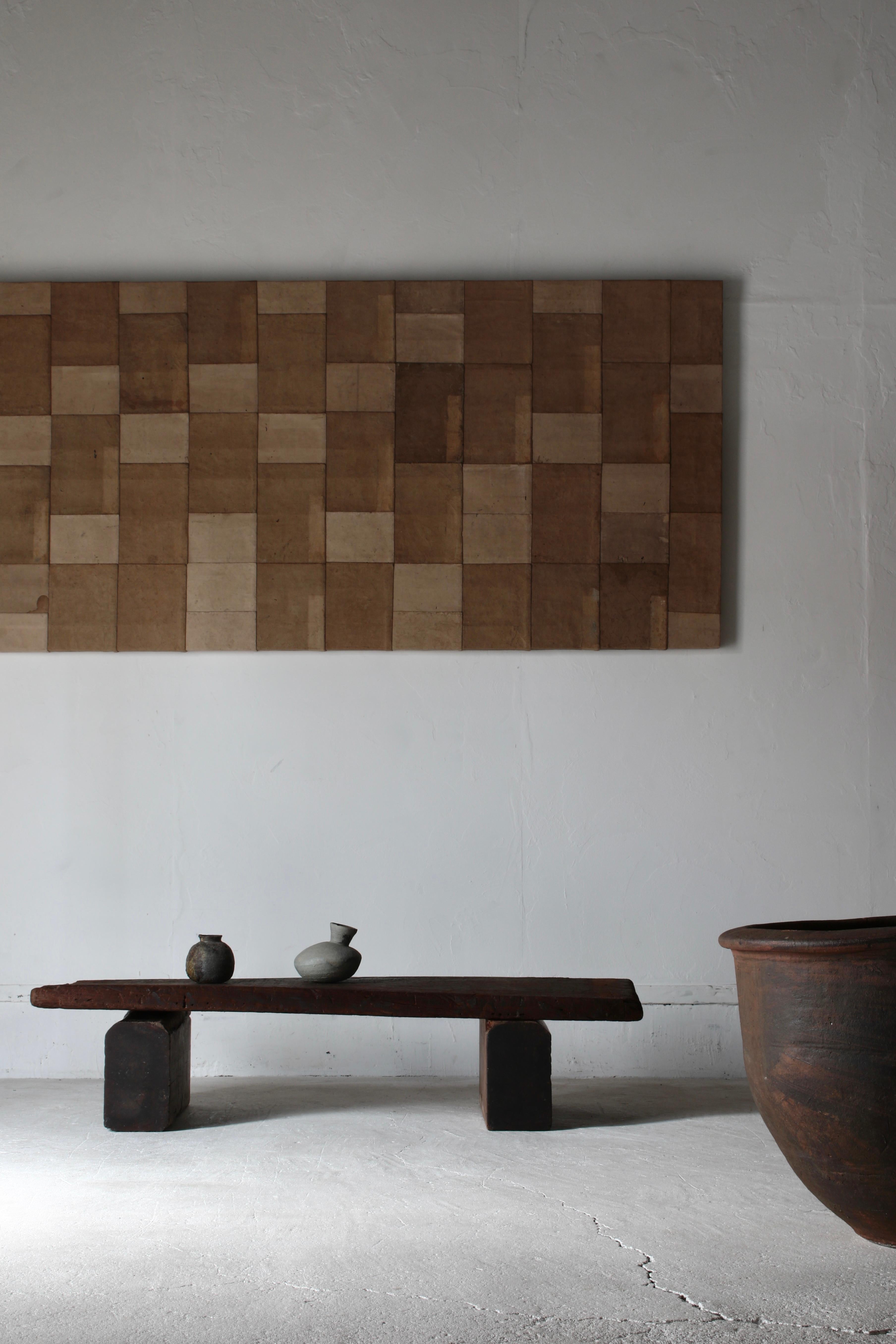Wood Japanese Antique Old Japanese Paper Art / Wall Decoration / Wabi-sabi【Brown】 For Sale