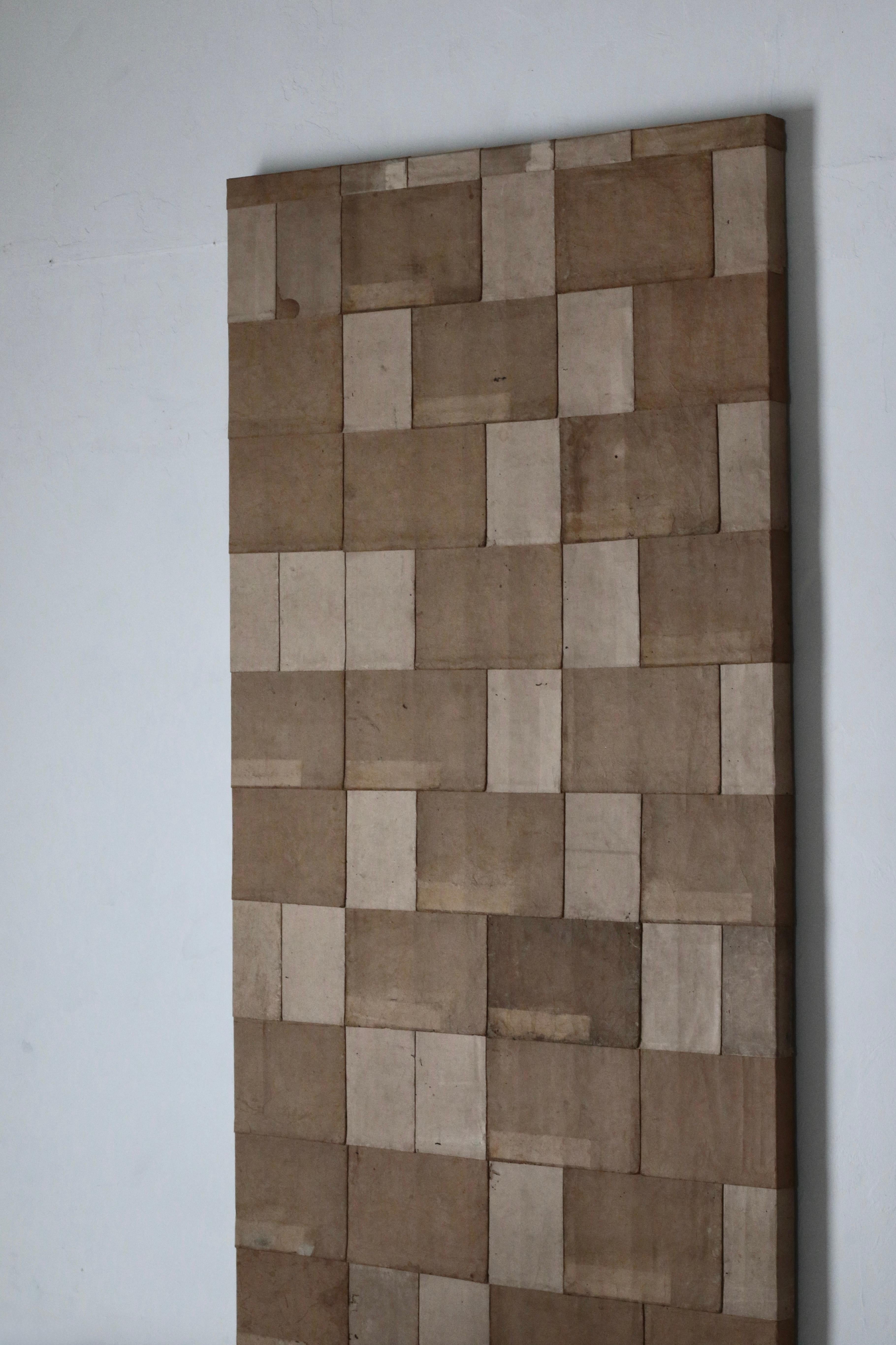 Japanese Antique Old Japanese Paper Art / Wall Decoration / Wabi-sabi【Brown】 For Sale 2