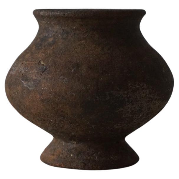 Wabi sabi pottery plant pot. Tall indoor terracotta planter. Old