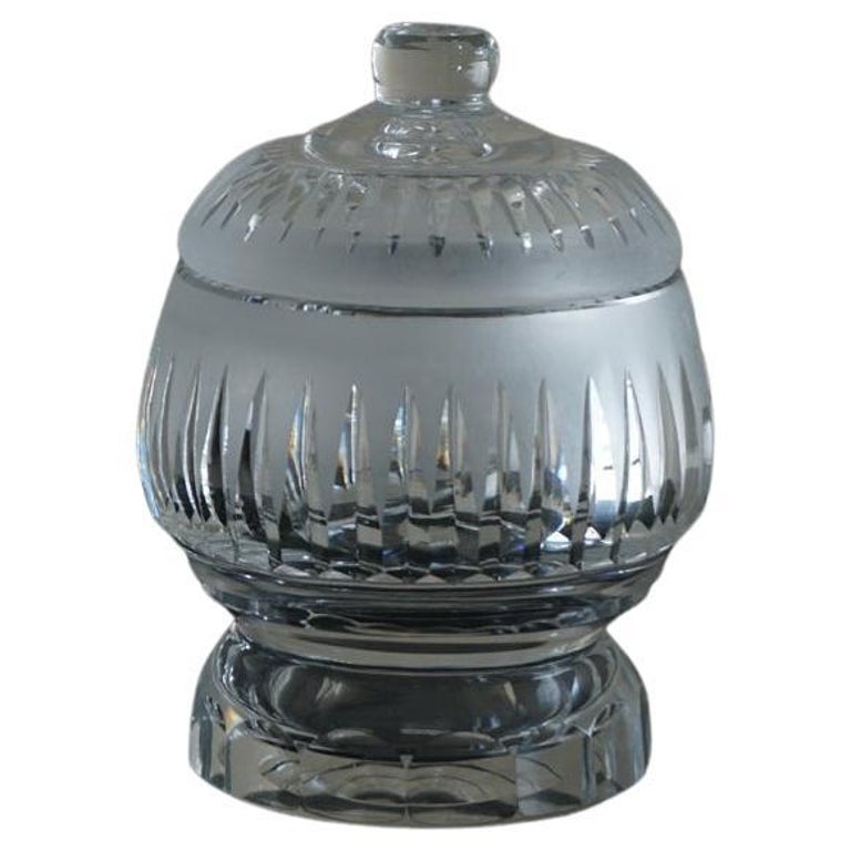 Japanese Antique Old Storage Jar Glass Folk Art Cut Glass For Sale at